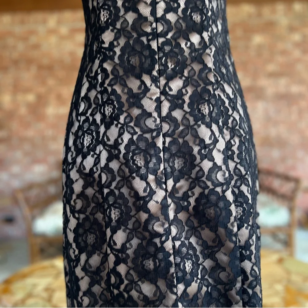 Arianna by Rachel Kaye Black Lace Nude Illusion Evening Maxi Dress 6 Cocktail - Picture 11 of 17